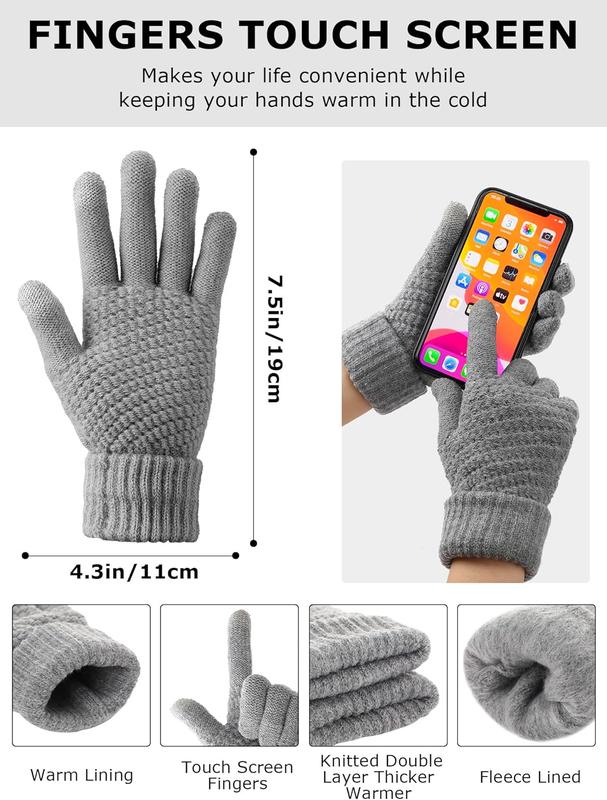 12 count Winter Beanie Hat Scarf Touchscreen Gloves Set Fleece Lined Knit Beanie Hat Neck Warmer Scarf for Men Women