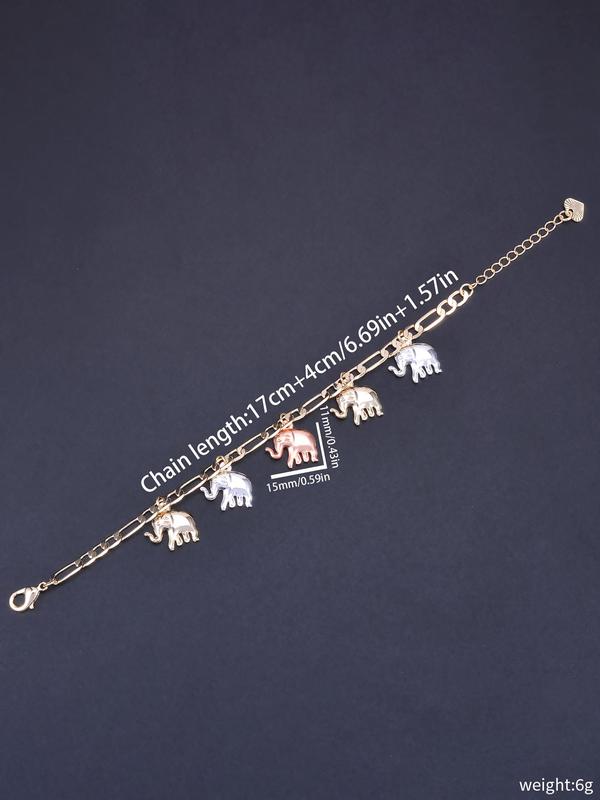 Elephant Charm Design Bracelet, Fashionable & Creative Elephant Themed Bracelet, Daily Wear for Men & Women, Trendy All-match & Exquisite Jewelry As Gift