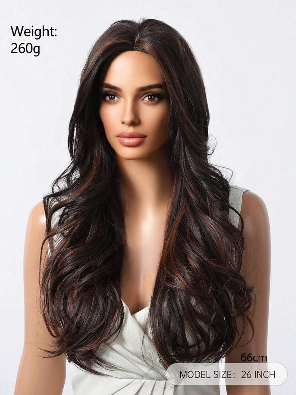 26 Inch Long Body Wavy Wigs for Women, Gorgeous Fluffy Wigs without Bangs, Synthetic Heat Resistant Wigs for Party, Daily Use