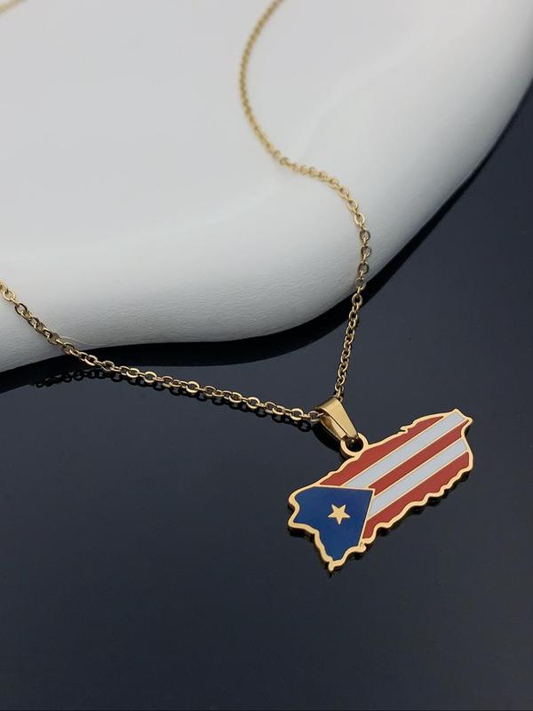 Fashion Stainless Steel Flag Design Charm Necklace, Punk Streetwear Women Matching Necklace, Hip Hop Matching Vintage Jewelry, Streetwear Accessory