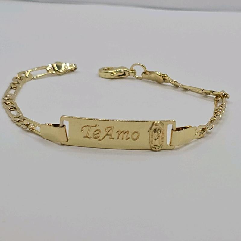 TE AMO WITH VIRGIN MARY id bracelet style figaro gold-plated 8