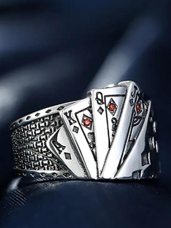 Simple Poker Design Cuff Ring for Men & Women, Fashion Jewelry for Party, Daily Clothing Decor, Trendy All-match & Exquisite Jewelry for Birthday Gift