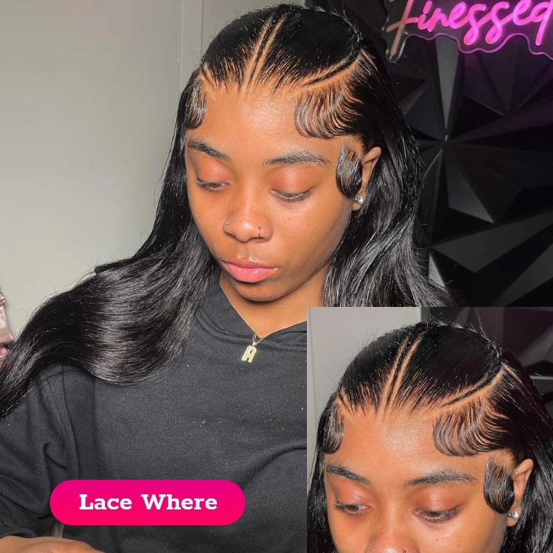 Alipearl Hair Pre Braided Wig Stylist Pre Cut Ready To Go Glueless Straight 13x6 Lace Human Hair Lace Frontal Wig Half Up and Down Bob Wigs Pre Styled