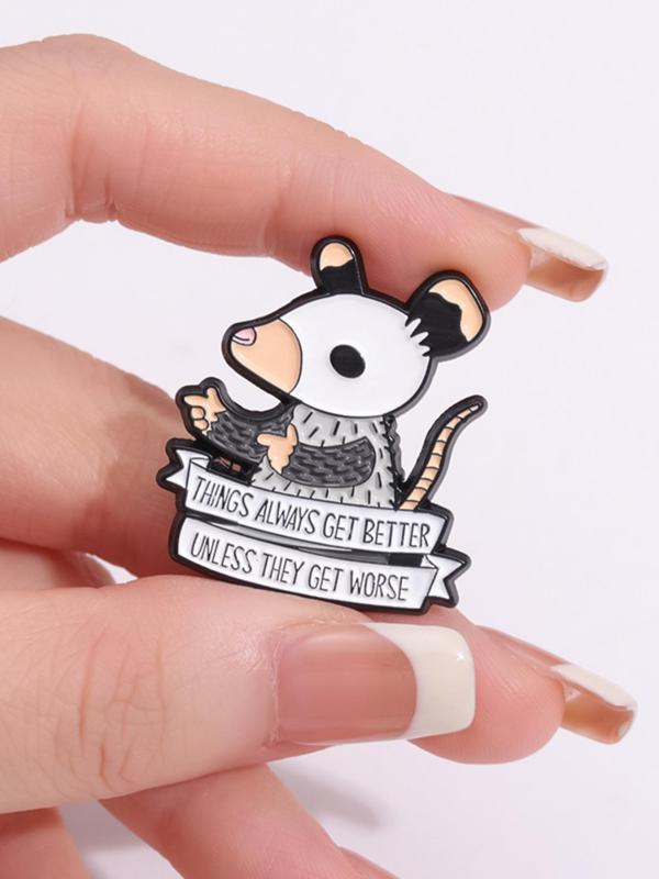 Cartoon Mouse & Letter Design Brooch, Punk Clothes Badge, Fashion Accessories for Men & Women