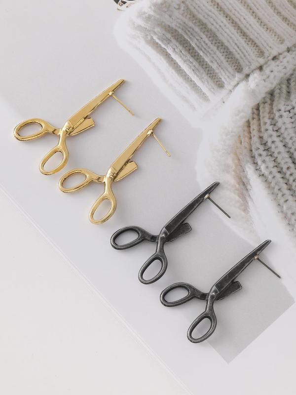 Punk Style Scissor Shaped Earrings, 1 Pair Unisex Fashionable Earrings, Fashion Jewelry for Party, Daily Clothing Decor, Trendy All-match & Exquisite Jewelry for Birthday Gift