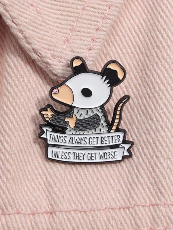 Cartoon Mouse & Letter Design Brooch, Punk Clothes Badge, Fashion Accessories for Men & Women