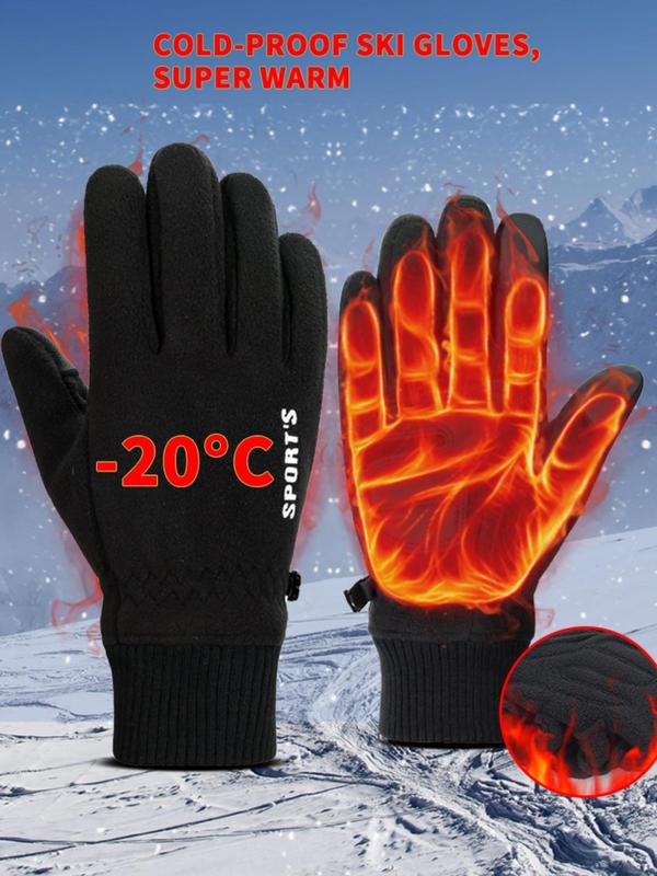 Unisex Solid Color Warm Gloves for Winter, 1 Pair Fashion Geometric Patchwork Warm Non-slip Gloves, Outdoor Sports Cycling Cold-proof Gloves for Men and Women