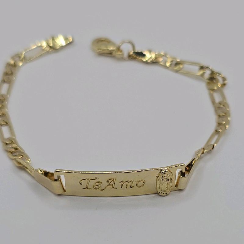 TE AMO WITH VIRGIN MARY id bracelet style figaro gold-plated 8