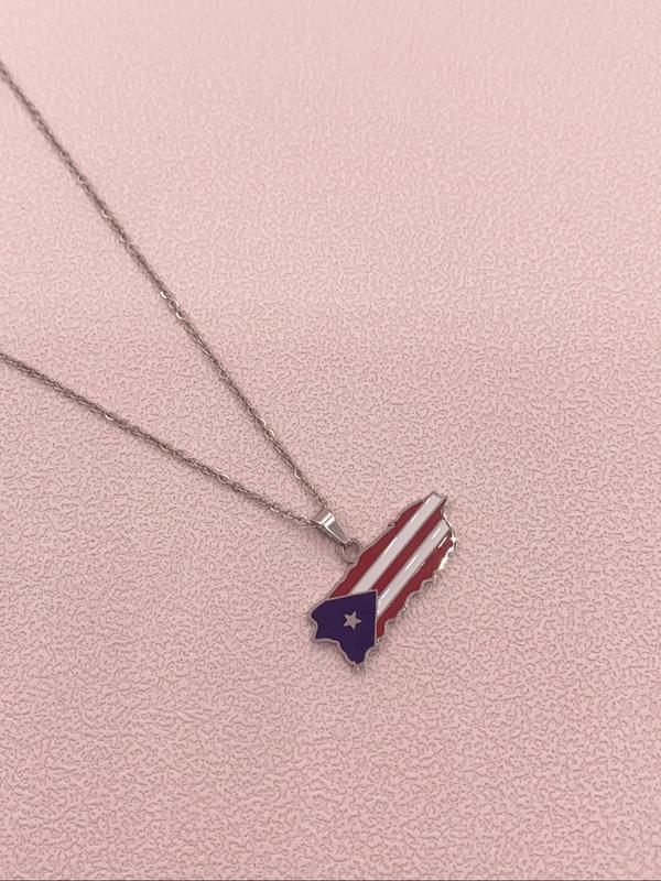 Fashion Stainless Steel Flag Design Charm Necklace, Punk Streetwear Women Matching Necklace, Hip Hop Matching Vintage Jewelry, Streetwear Accessory