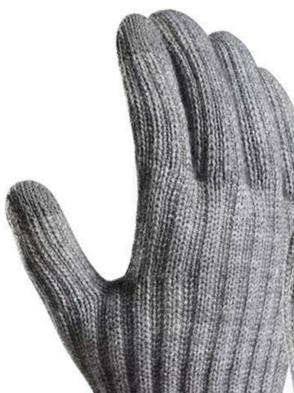 Men's Solid Finger Touch Screen Gloves, Casual Warm Gloves for Fall & Winter, Fashion Accessories for Men & Women