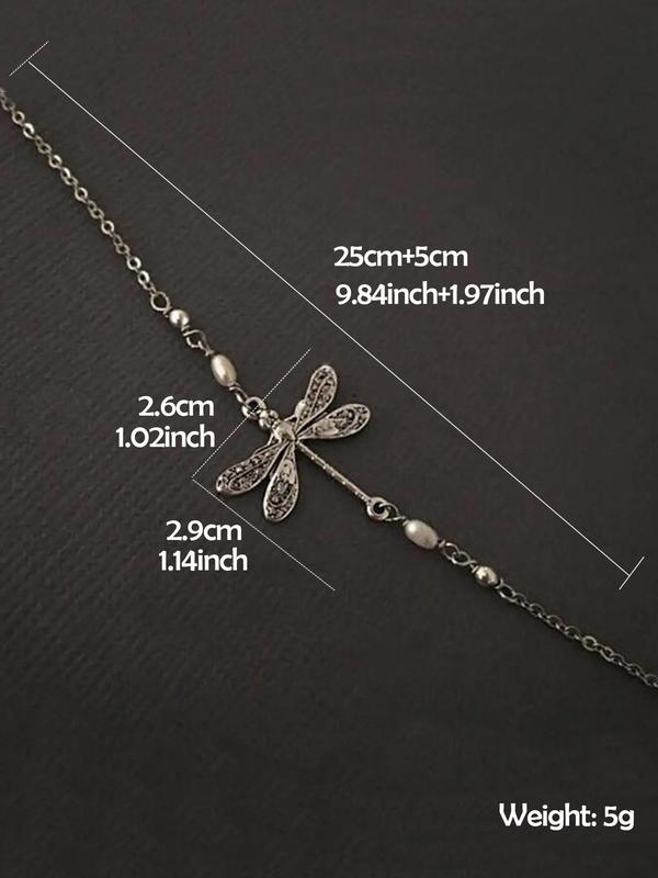 Women's Elegant Dragonfly Charm Anklet,  Trendy All-match Retro Anklet for Women & Girls, Vintage Body Jewelry As Gift for Party & Daily Decor