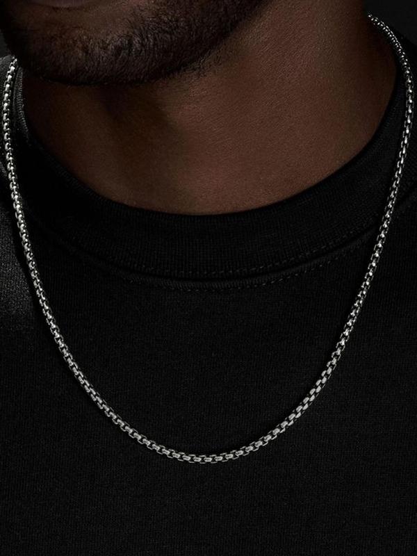 Men's Rope Chain Necklace, Casual Street Hip Hop Cuban Chain Necklace, Punk Jewelry for Fall Festival Party, Daily Clothing Decor, Trendy All-match & Exquisite Jewelry, for Fall