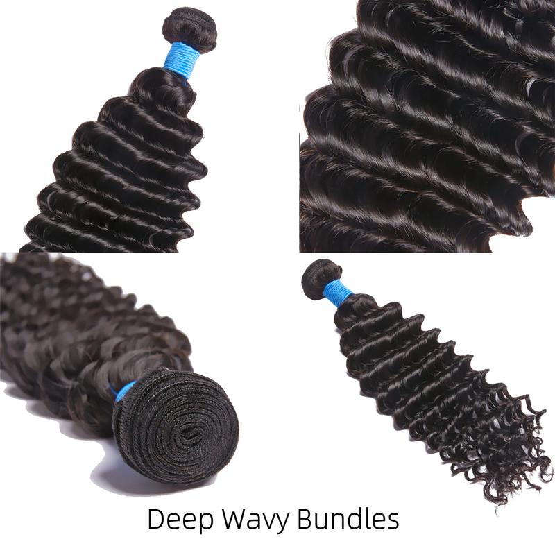 [Cyber Monday] Ashine Vacation Hair Brazilian Virgin 100% Human Hair Deep Wave Deep Curly Bundles Sew In Quick Weave Ponytail Closure Extensions