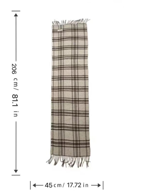 Vintage Plaid Pattern Fringe Trim Design Scarf, Elegant Soft Warm Shawl for Women & Men, Fashion Accessories for Daily Wear