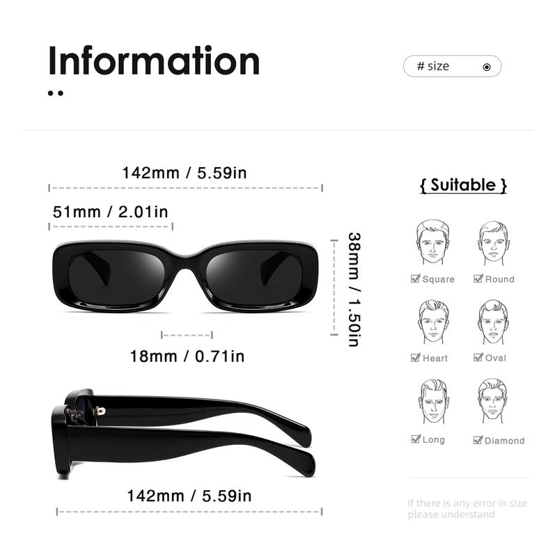 kimorn Retro Rectangle Sunglasses for Women Men Thick Frame Sun Glasses UV Protection Shades K1703