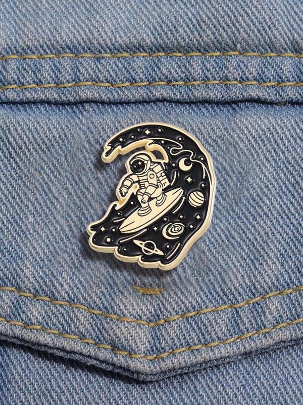 Astronaut & Moon Galaxy Design Brooch, Cute Clothes Badge, Fashion Jewelry Accessories for Women & Men for Daily Clothing Decor, Trendy All-match & Exquisite Brooch for Birthday Gift