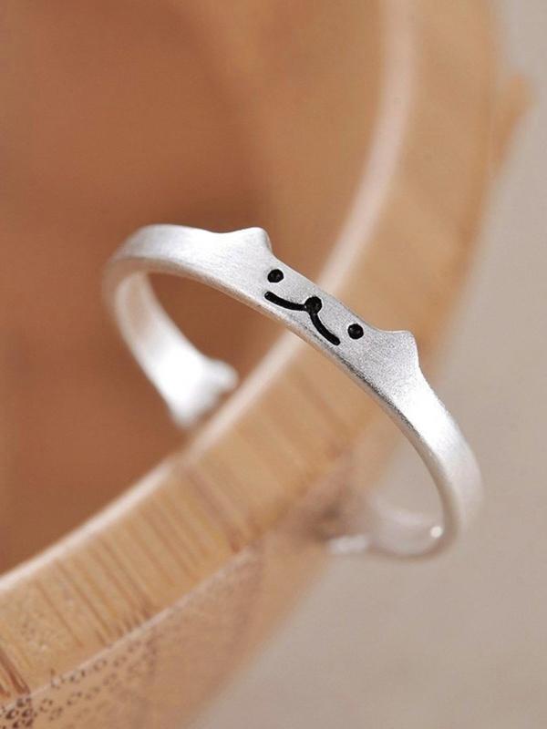 Cute Cat Design Ring, Fashion Accessories for Women & Girls, Fashion Adjustable Design Jewelry for Party, Daily Decor, Trendy All-match & Exquisite Jewelry for Birthday Gift