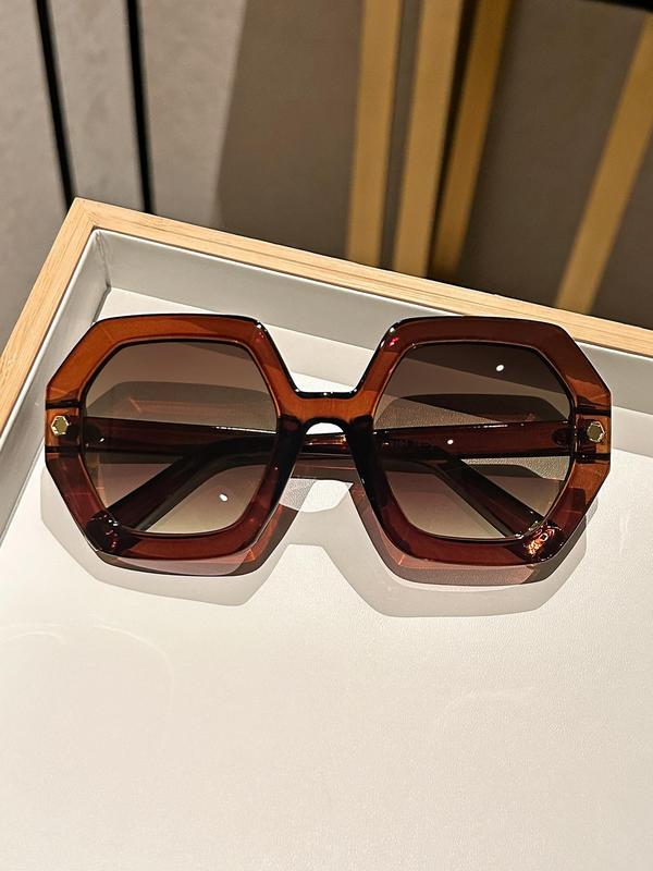 Unisex Street Style Geometric Frame Sunglasses, Trendy Casual Full Rim Sunglasses for Everyday Use, Fashion Accessories for Outdoor Activities