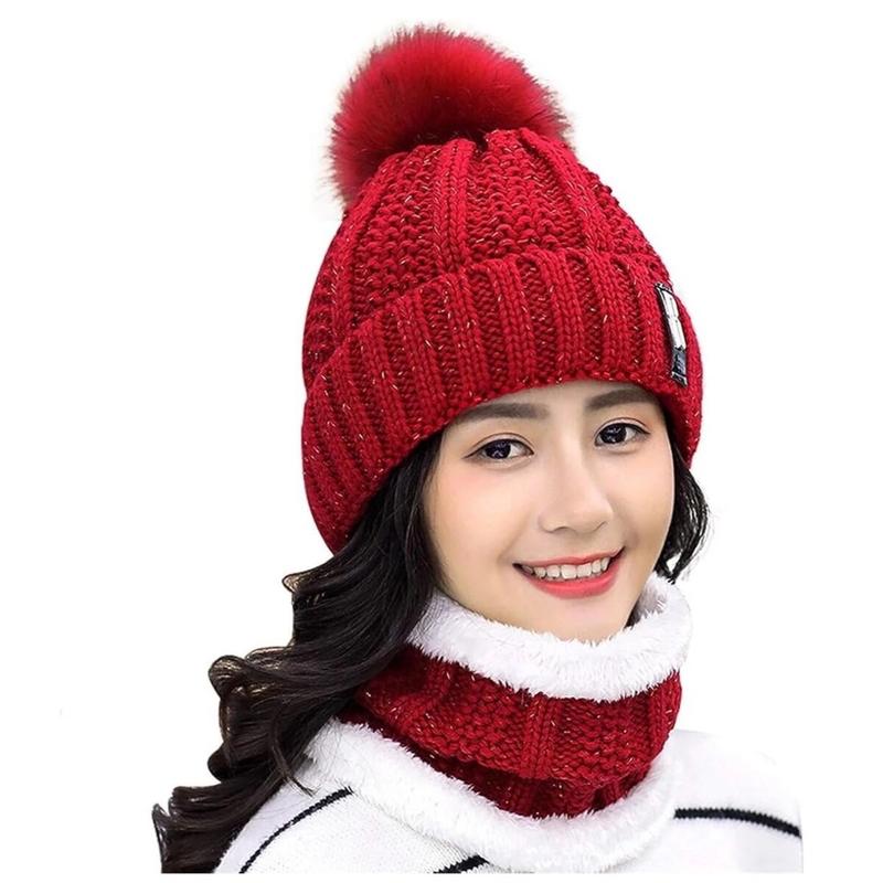 Female winter set:warm beanies and scarves for women  snow set hats