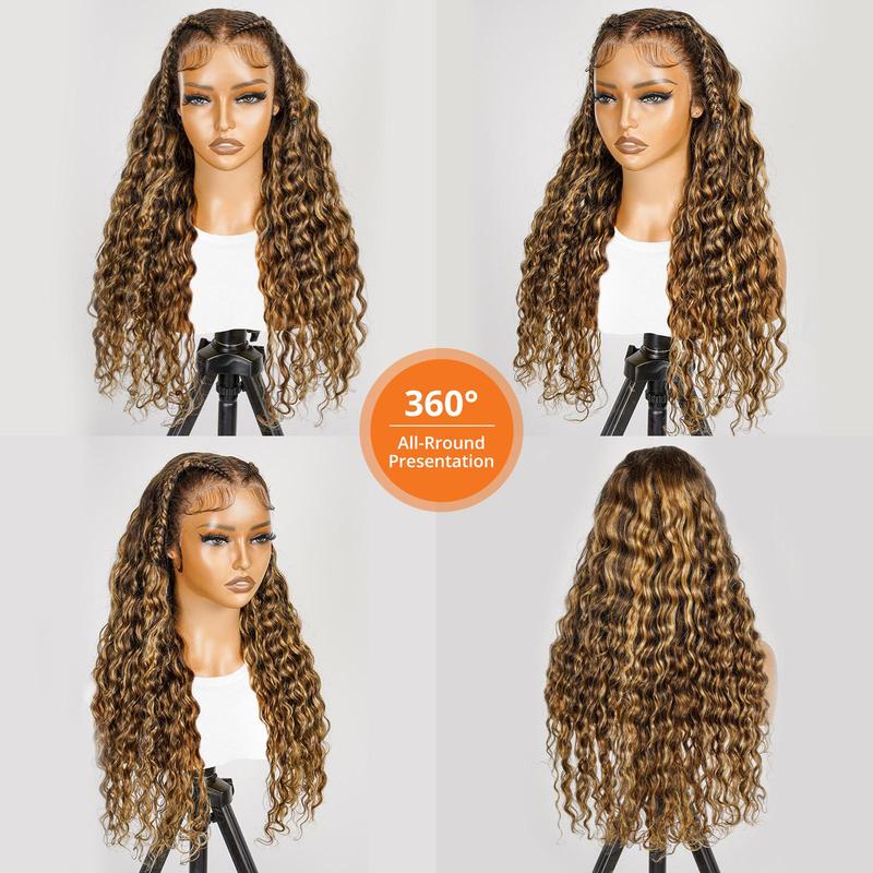 Wiggins Hair 13x6 Highlight P4 27 Colored Stylist Wig Pre Braided Ready To Go Loose Deep Lace Front Wig Pre Cut Lace Human Hair Braided Wig Beginners Glueless Wig