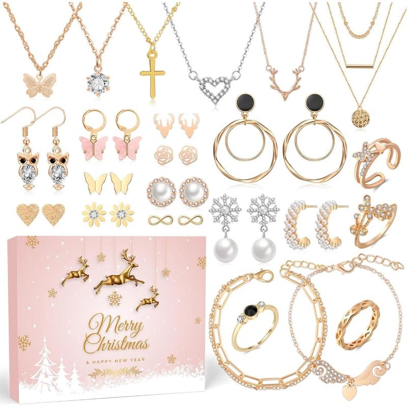 Advent Calendar Jewelry Christmas Countdown - 2024 for Adult Women & Teen Girls -  Holiday Gift including Necklaces Bracelets Earrings Rings Set