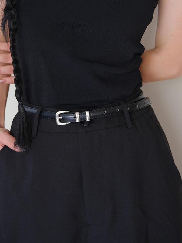 Women's Minimalist Casual Plain Color PU Buckle Belt, Fashion Belt for Party, Daily Clothing Decor, Trendy All-match & Exquisite Belt for Birthday Gift