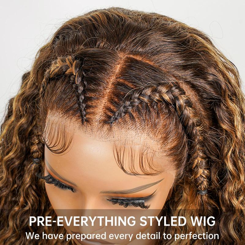 Wiggins Hair 13x6 Highlight P4 27 Colored Stylist Wig Pre Braided Ready To Go Loose Deep Lace Front Wig Pre Cut Lace Human Hair Braided Wig Beginners Glueless Wig