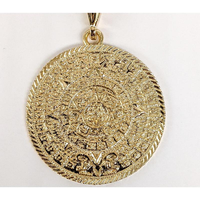 Plated Aztec Calendar Pendant