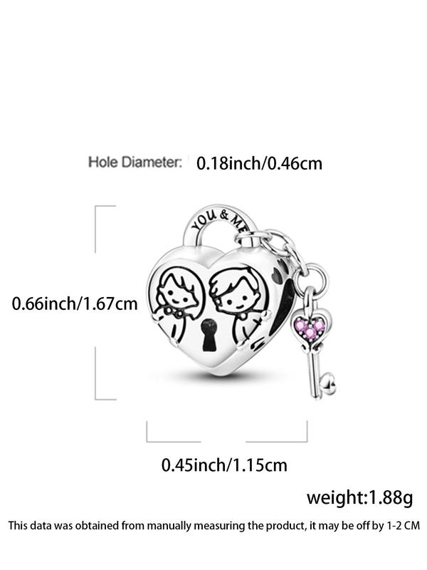 Couple Heart Design Key Charm, Cute Key Charm Diy Jewelry Making Supplies for Necklace and Bracelet, Fashion Accessories for Women & Girls for Holiday Engagement Gift