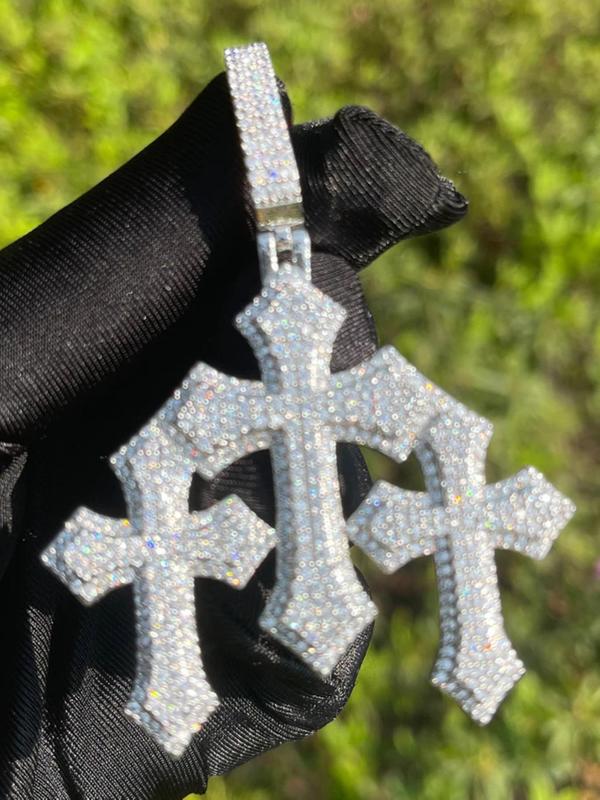 Rhinestone Decorated Cross Pendant Necklace for Men & Women, Street Trendy Pendant Charm Necklace, Hip Hop Chunky  Men's Jewelry  for Party, Daily, Back To School