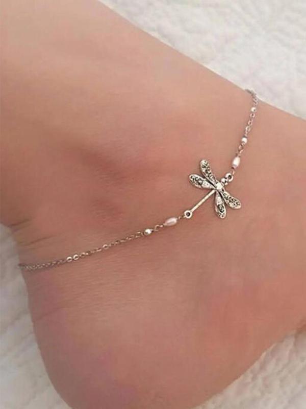 Women's Elegant Dragonfly Charm Anklet,  Trendy All-match Retro Anklet for Women & Girls, Vintage Body Jewelry As Gift for Party & Daily Decor