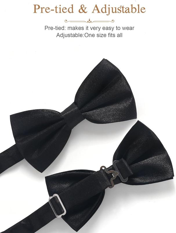 Premium Mens Bow Tie and Suspenders Set: Solid Y- Suspender and Self-tie Bowtie - Costume Weddings