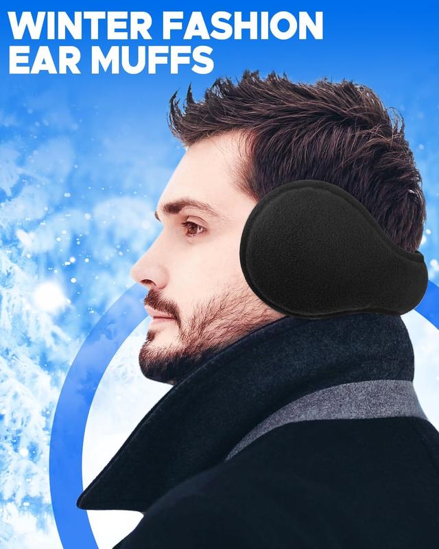 Winter Ear Muffs for Men Women Fleece Ear Warmers for Cold Weather Running-Behind the  Earmuffs Adjustable