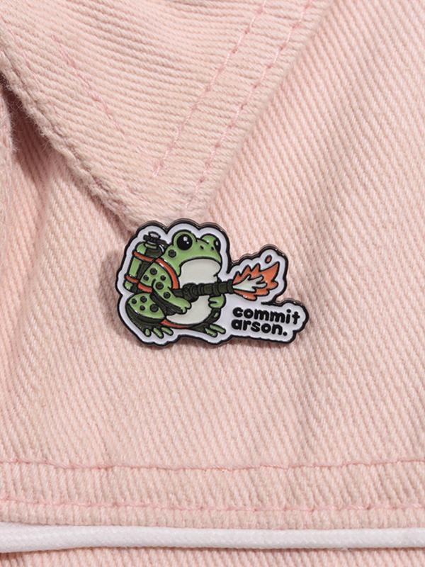 Cartoon Frog Design Brooch, Cute Frog with Fire Extinguisher Design Brooch, Fashion Accessories for Women & Men, Creative Gift for Friends