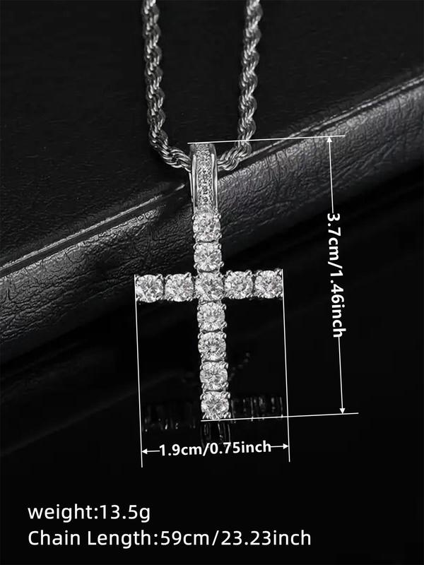 Cross Design Rhinestone Decor Necklace for Women, Luxury Trendy Pendant Necklace for Girls Gift, Classic Fashion Accessories for Daily Wear