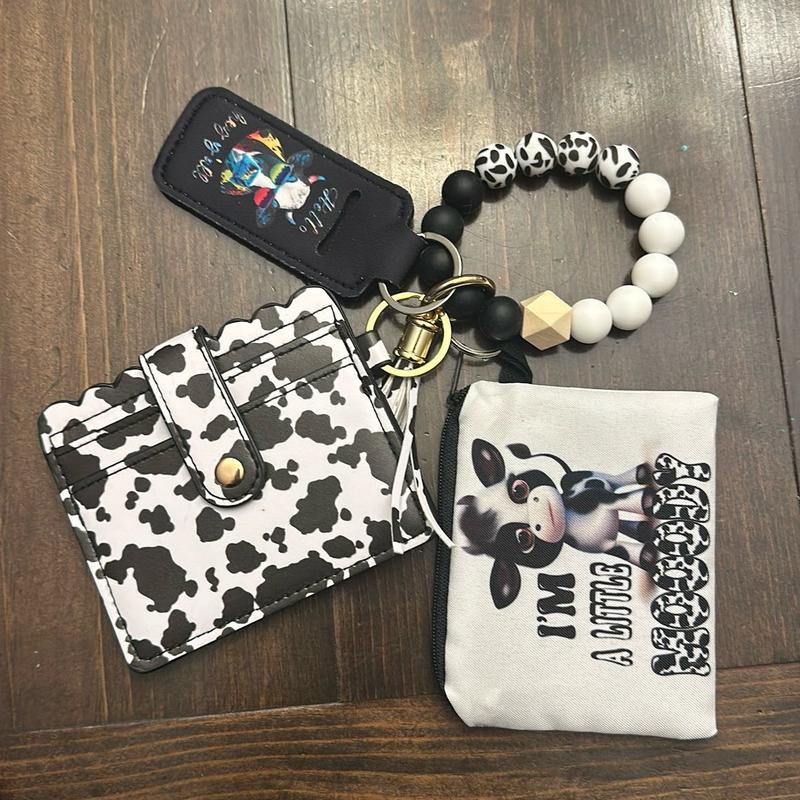 Cow Print Wallet Keychain - Stylish and Practical Accessory for Keys and Cards perfect gift beaded keychains chic gorgeous keychain gift