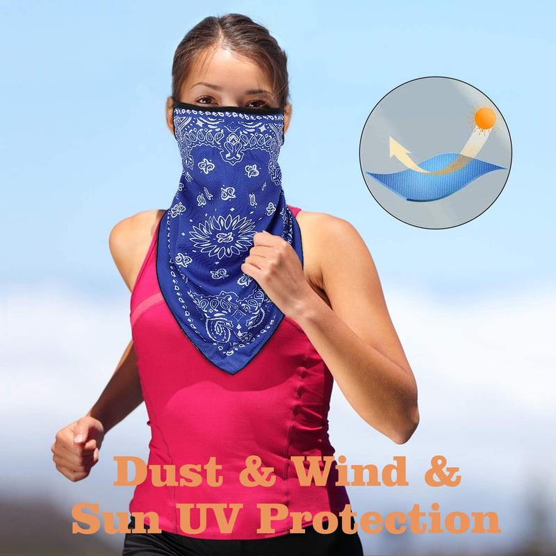 Scarf Mask Bandana with Ear Loops 3 Pack, Neck Gaiter Balaclava Dust UV Sun Protection Outdoors Face Mask for Women Men