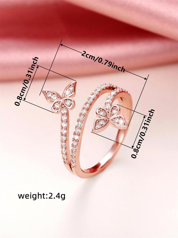 Butterfly Design Rhinestone Decorated Ring, Fashion Accessories for Women for Party, Daily Clothing Decor, Wedding Engagement Anniversary Party Jewelry Gifts, for Fall Fall