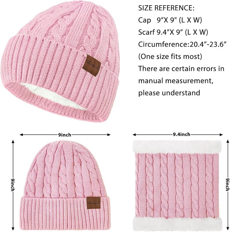 Womens Beanie Hat Scarf Touch Screen Gloves Set for Women Warm Knit Fleece Lined Skull Caps  Warmer Gifts