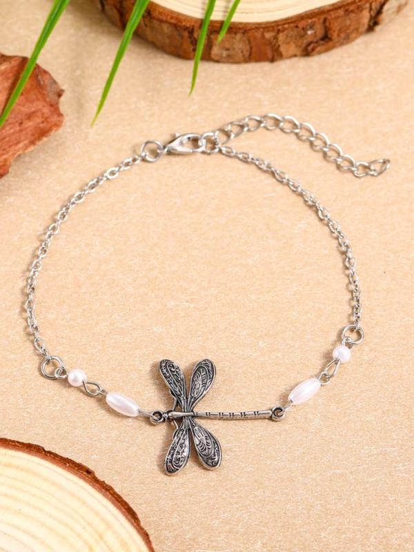 Women's Elegant Dragonfly Charm Anklet,  Trendy All-match Retro Anklet for Women & Girls, Vintage Body Jewelry As Gift for Party & Daily Decor