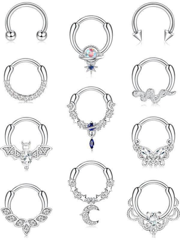 Fashion Rhinestone Decorated Nose Ring, Cute Snake Butterfly Nose Ring, Body Jewelry for Women & Men, Style Trendy & Exquisite for Party & Daily Clothing Decor