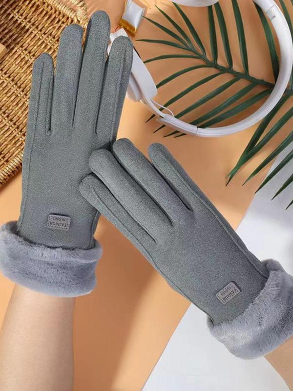 Women's Solid Touch Screen Gloves, Casual Trendy Warm Gloves, Fashionable Gloves for Fall & Winter