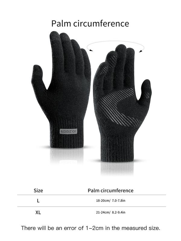 Men's Solid Color Touch Screen Gloves, Casual Non-slip Warm Gloves for Fall & Winter, Fashion Accessories for Men