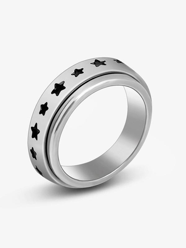 Unisex Cute Hollow out Star Decorated Ring,  Casual Trendy Ring, Fashionable Jewelry for Daily & Party Decoration