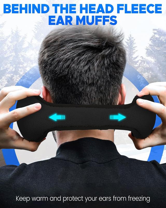 Winter Ear Muffs for Men Women Fleece Ear Warmers for Cold Weather Running-Behind the  Earmuffs Adjustable