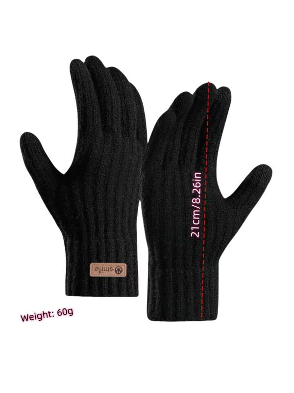 Men's Solid Finger Touch Screen Gloves, Casual Warm Gloves for Fall & Winter, Fashion Accessories for Men & Women