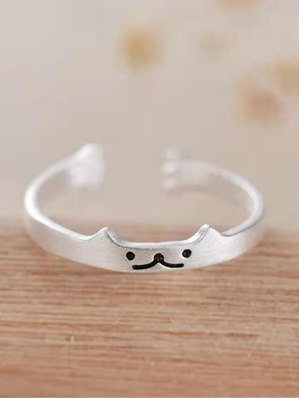 Cute Cat Design Ring, Fashion Accessories for Women & Girls, Fashion Adjustable Design Jewelry for Party, Daily Decor, Trendy All-match & Exquisite Jewelry for Birthday Gift