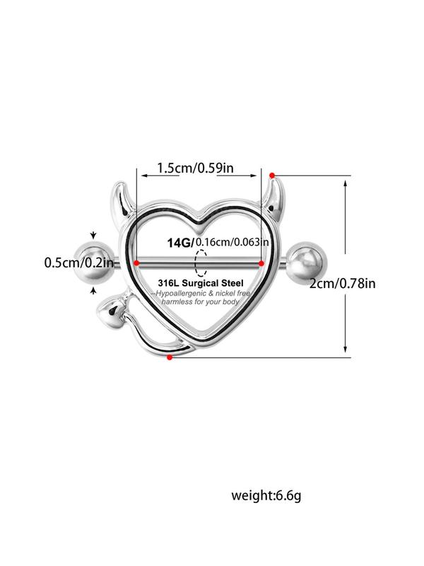 Women's Cute Heart Shaped Nipple Ring, 2024 New Style Trendy Nipple Piercing Jewelry, Fashionable Piercing Body Jewelry for Women for Party Decoration