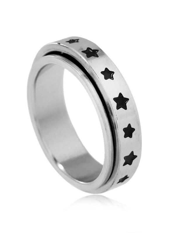 Unisex Cute Hollow out Star Decorated Ring,  Casual Trendy Ring, Fashionable Jewelry for Daily & Party Decoration