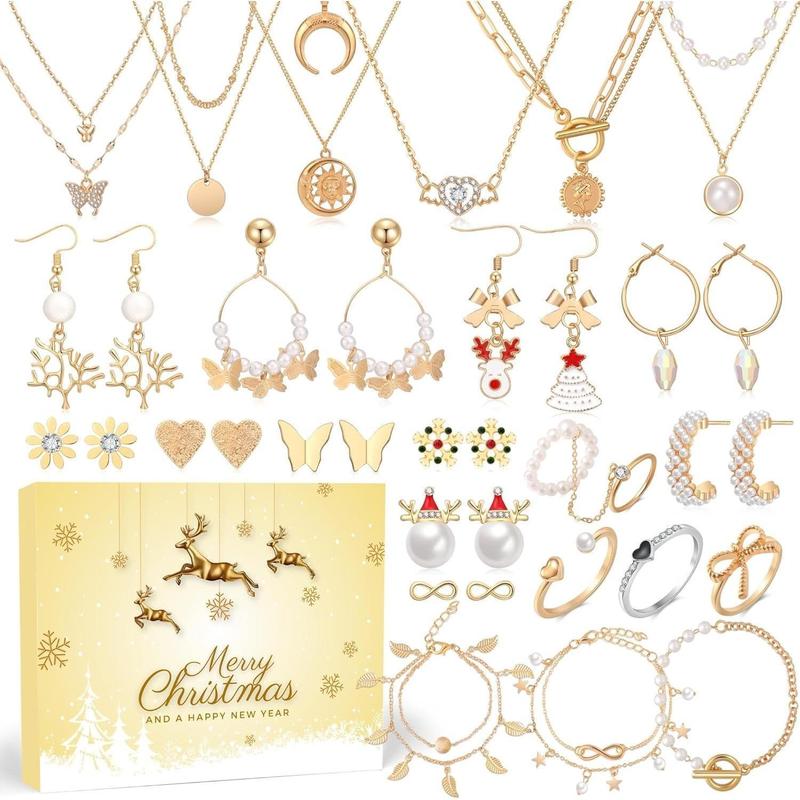 Advent Calendar Jewelry Christmas Countdown - 2024 for Adult Women & Teen Girls -  Holiday Gift including Necklaces Bracelets Earrings Rings Set